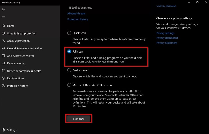 hit the scan now button