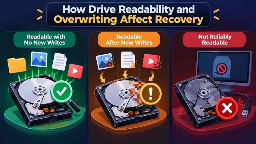 readable and overwritten hard drive recovery comparison