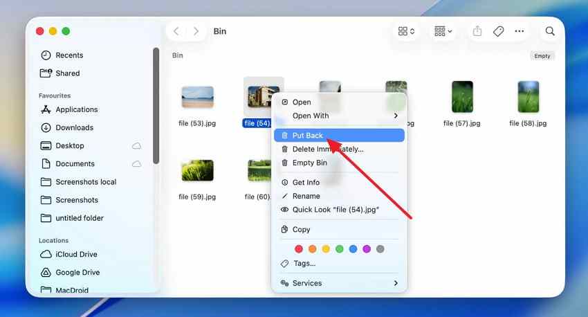 put deleted file back from mac trash