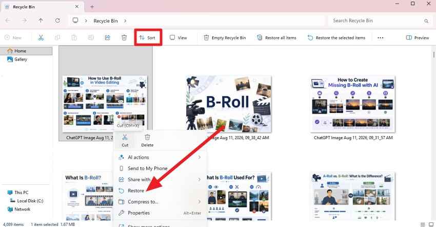 restore photos from windows recycle bin