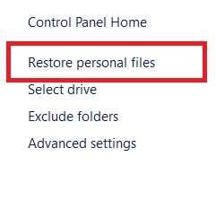 restore personal files 