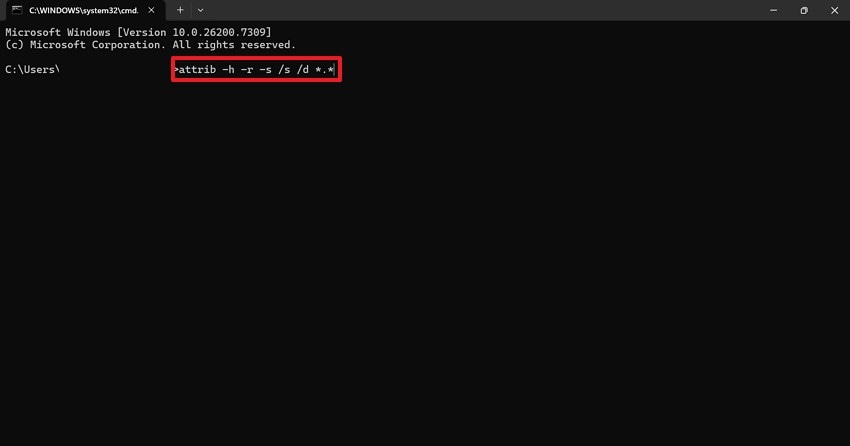 unhide files using cmd window