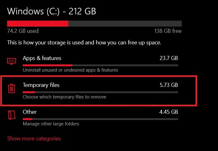 tmp files storage on windows