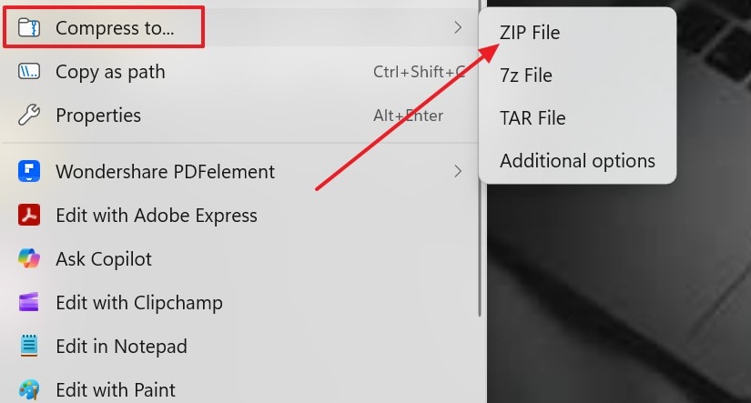 compress to zip file