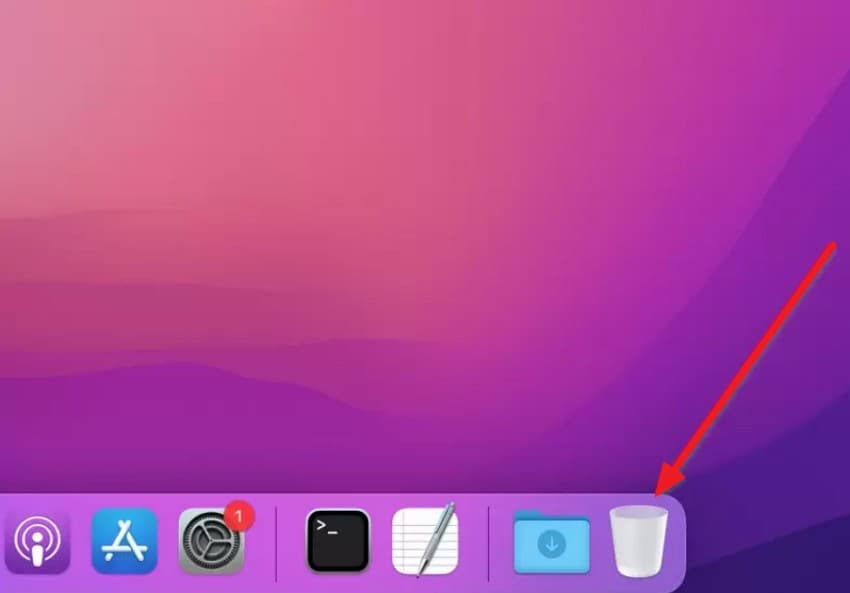 select the trash icon