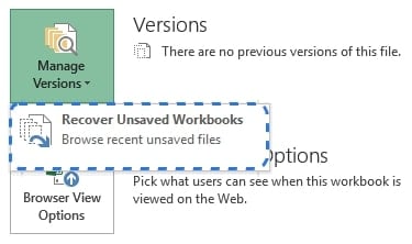 use the recover unsaved workbooks feature