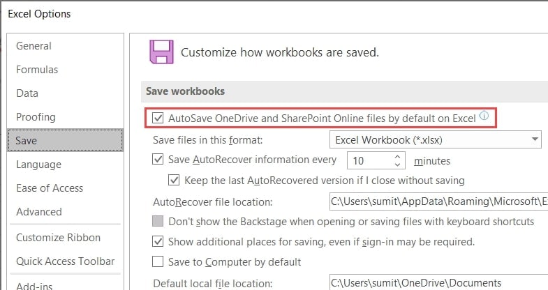 configure autosave and autorecover features