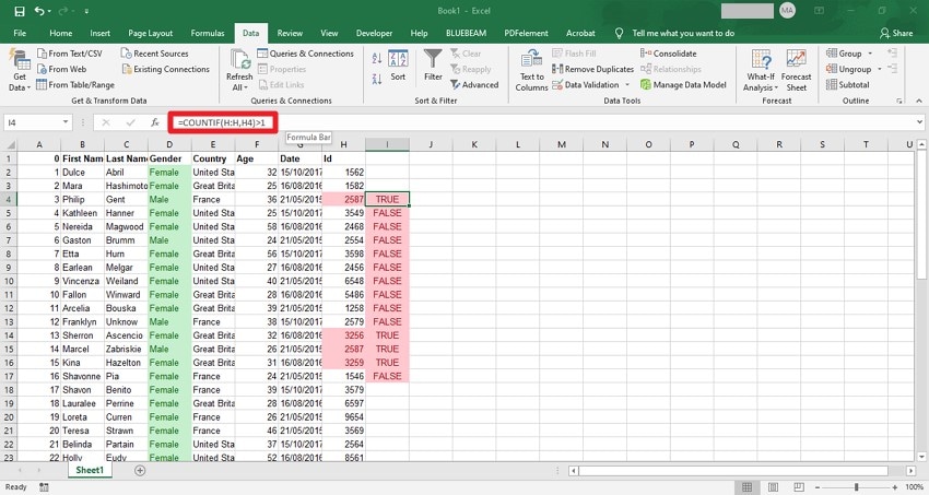 highlight repeated entries