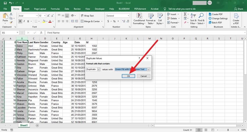 select color and format for highlighting