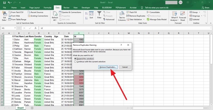 remove duplicates to delete repeated values