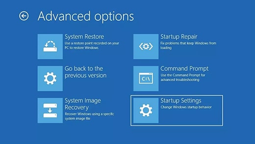 accessing startup settings in windows 11