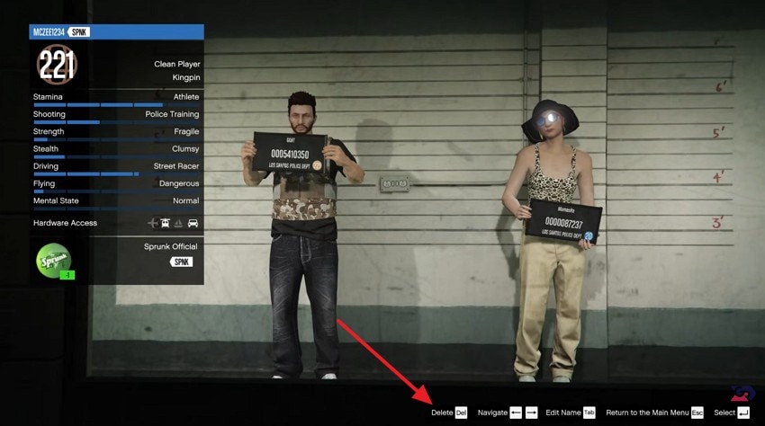 pick the delete button