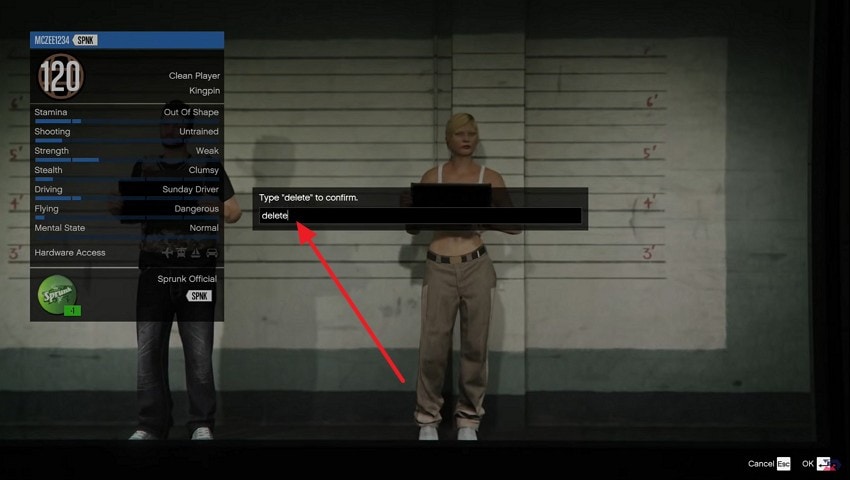 type delete to confirm