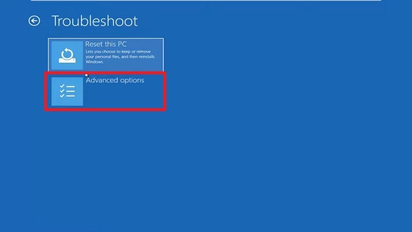access the advanced option