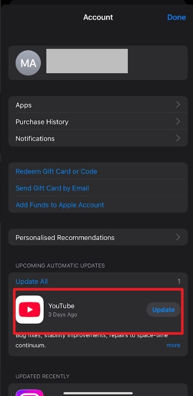 open app store update app