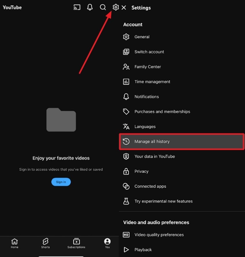 access profile manage history