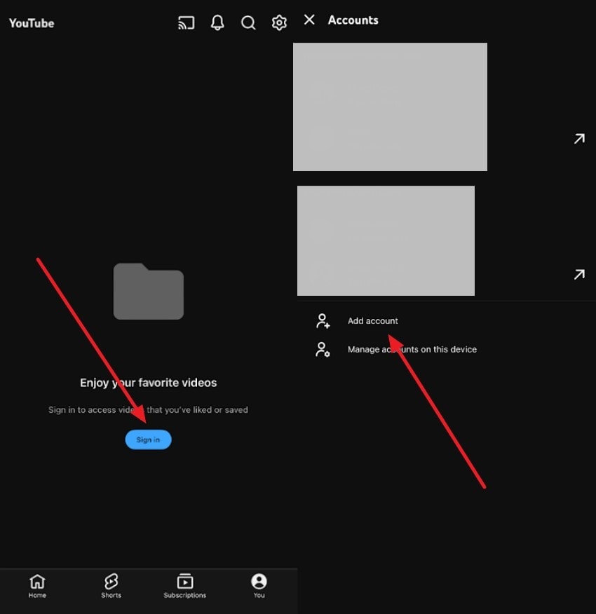 tap you press sign in