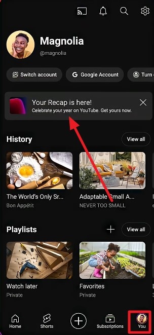 access profile choose recap option