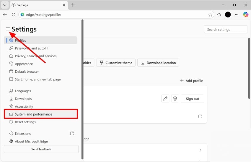 select system and performance option