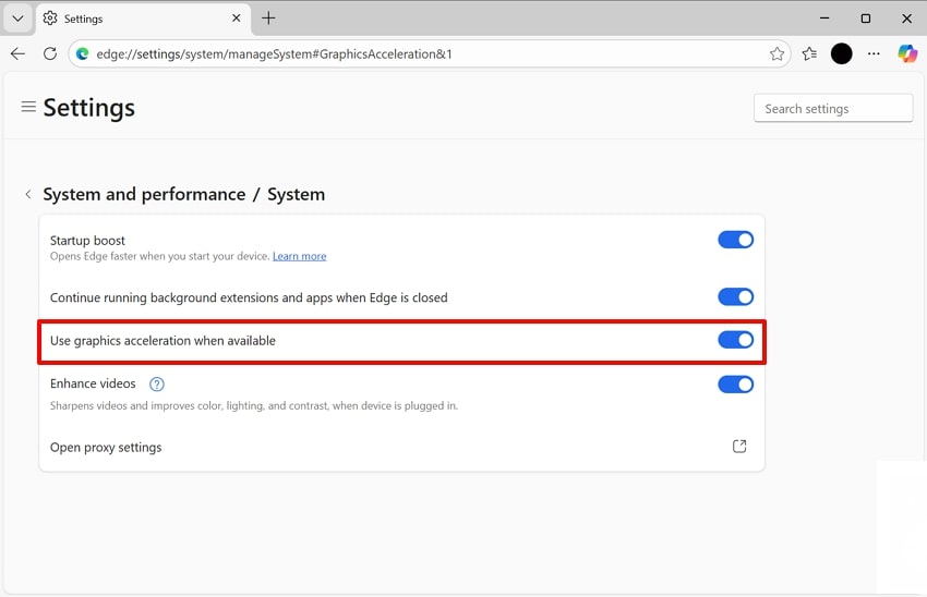 disable the graphic acceleration