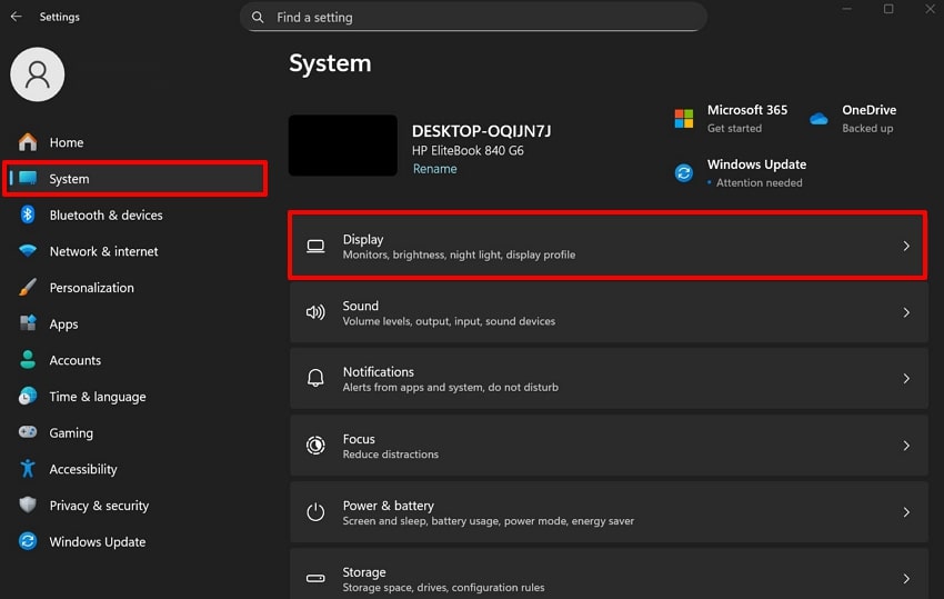 choose display option