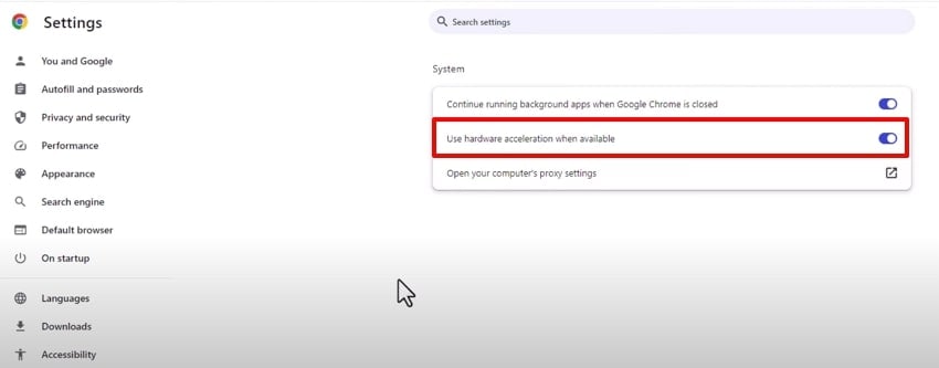un-enable the desired option