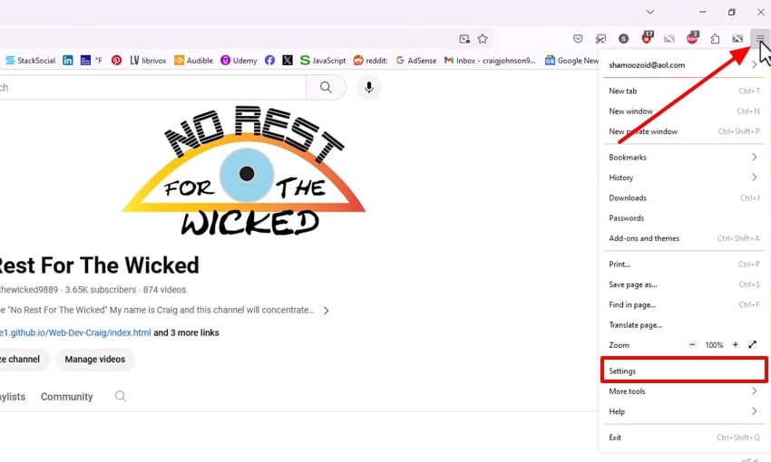 click three dots choose settings option