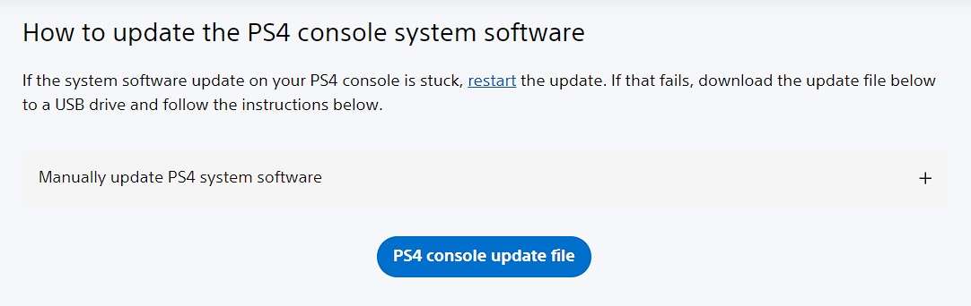 downloading the ps4 console update file