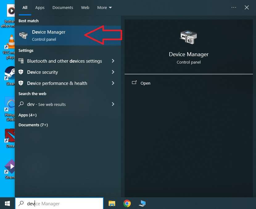 starting device manager on windows 10 