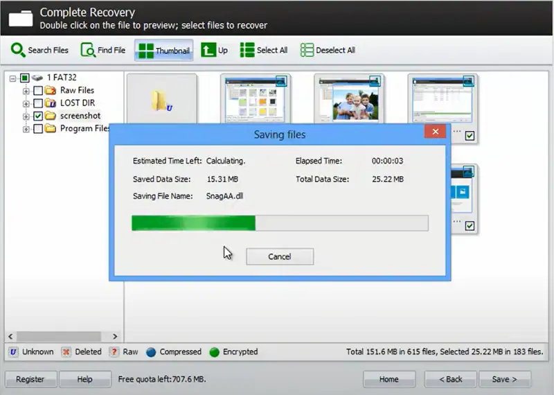 processus de récupération 7 data recovery suite