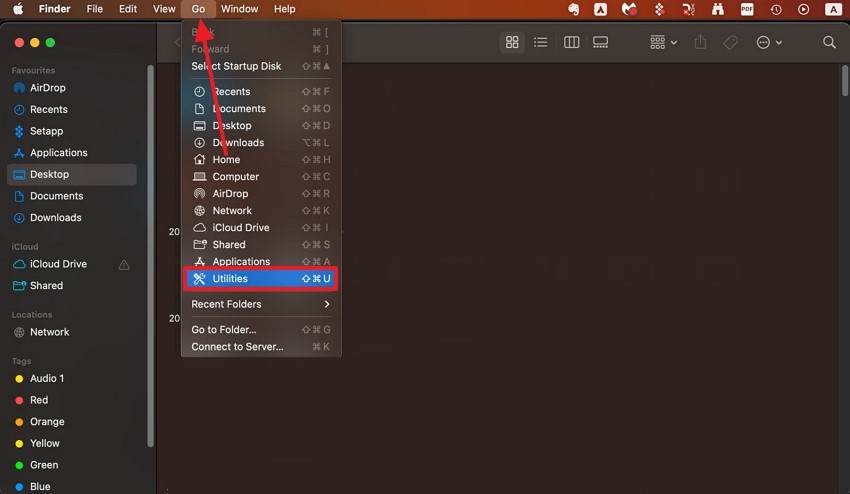 go to utilities on mac