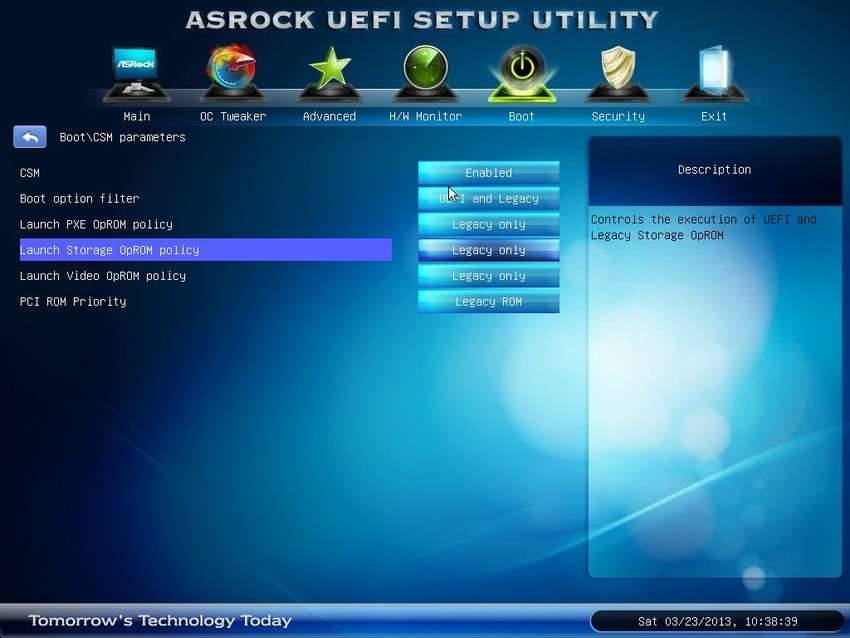 uefi and legacy boot option filter