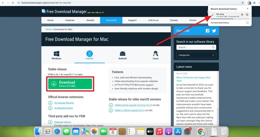 select the fdm.dmg to oprn installer