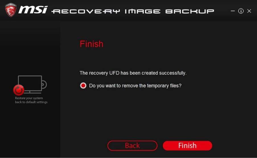 recovery usb created