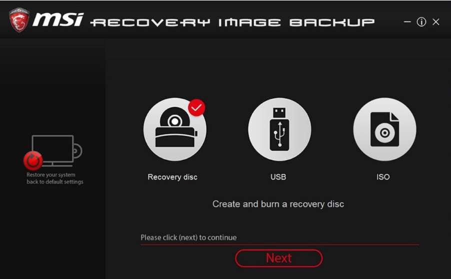 recovery disc