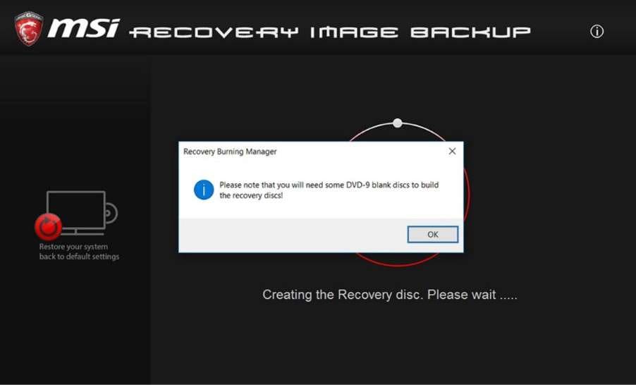 creating recovery disc