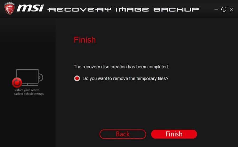 recovery disc created