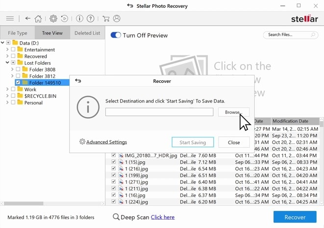 recover files in stellar photo recovery software