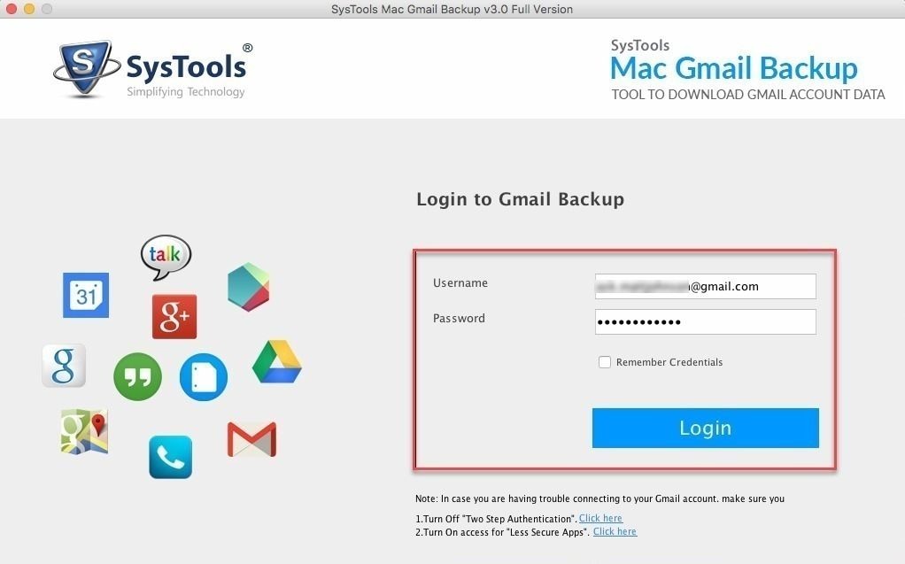 introduzir as credenciais de início de sessão do gmail