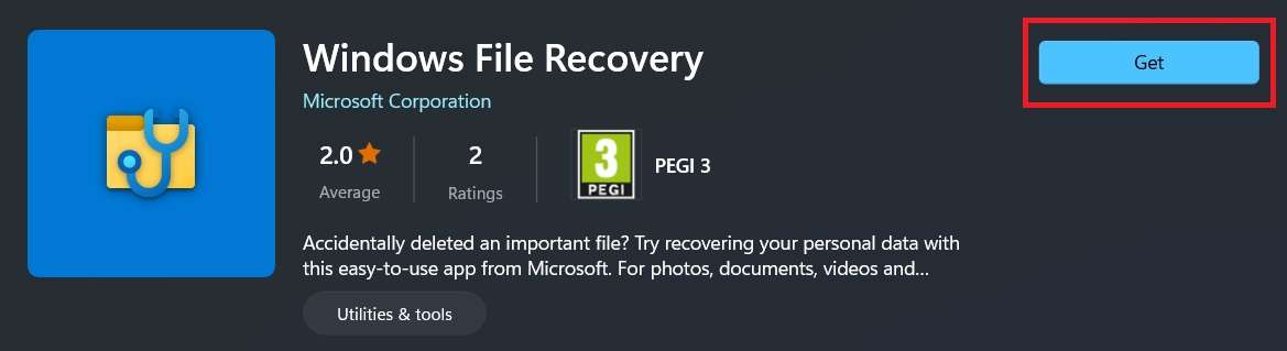 descarga Windows File Recovery 