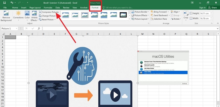 access the compress picture option