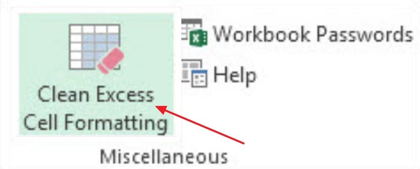 select clean excess cell formatting