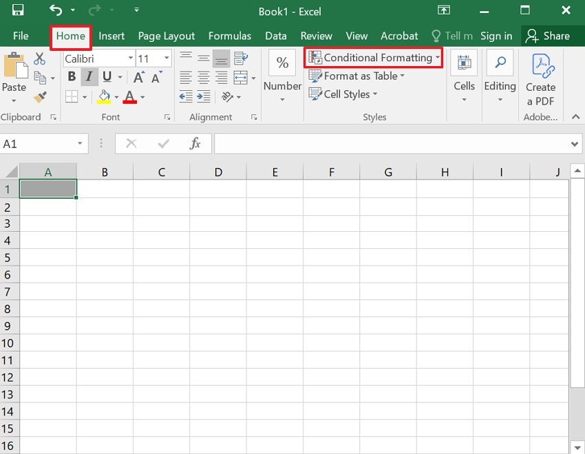 choose conditional formatting in home