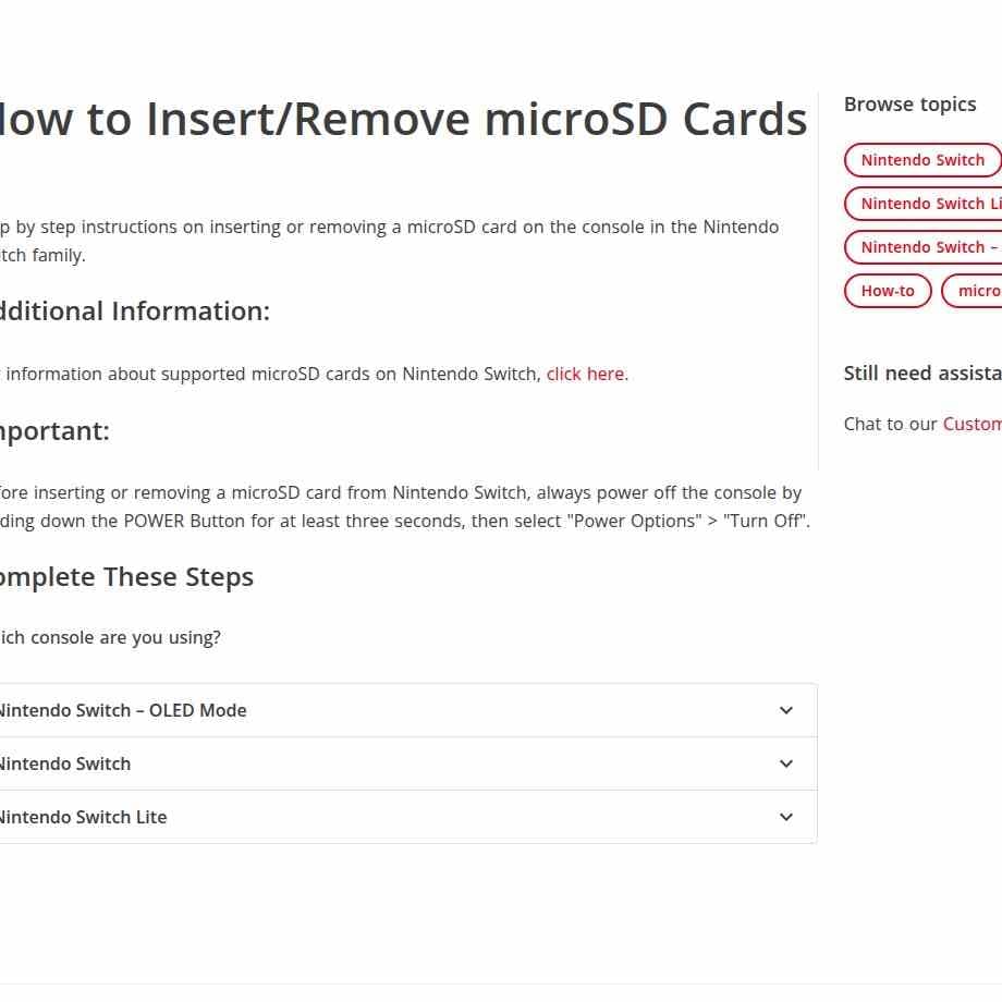 nintendo switch microsd card being inserted into the card slot