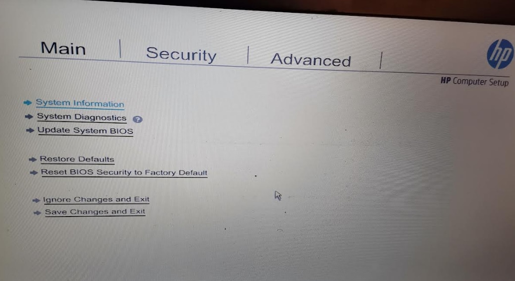 restore defaults in hp computer setup for hard disk 3f0