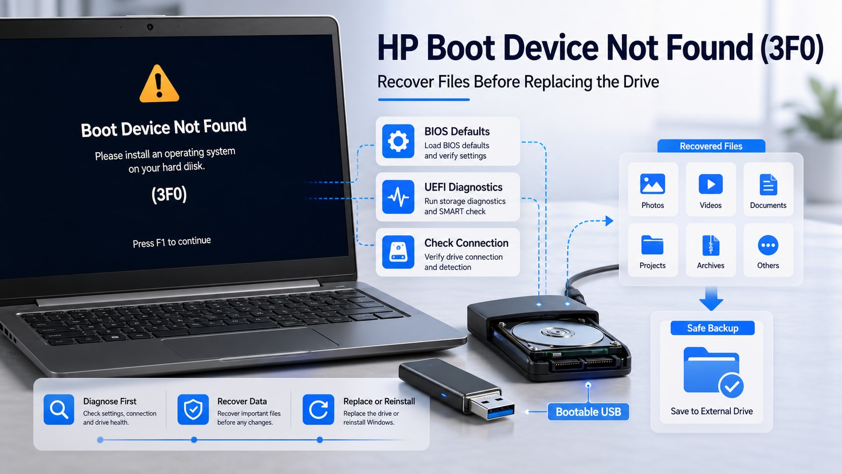 HP Boot Device Not Found (3F0): Diagnose The Drive Before Reinstalling