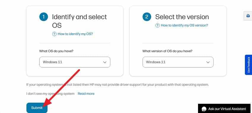 select submit option