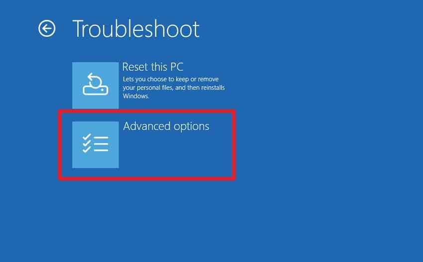 select advanced options