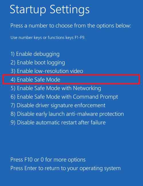 choose safe mode option