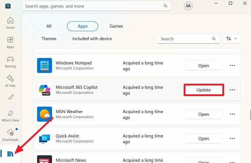 update the app